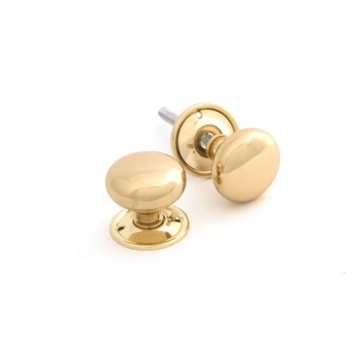 Polished Brass Mushroom Knob Set